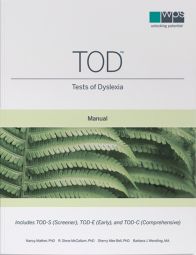 An image of the front page of the Tests of Dyslexia (TOD) manual.